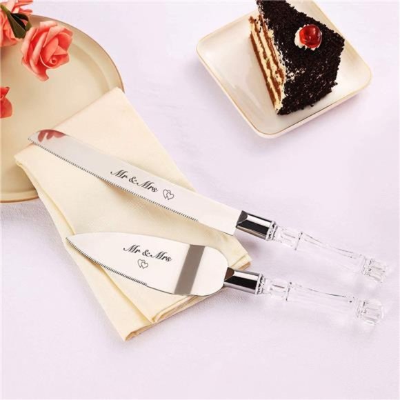Cake Cutting Set for Wedding- Mr and Mrs Cake Cutter,Wedding Cake Knife & Server - Picture 2 of 6